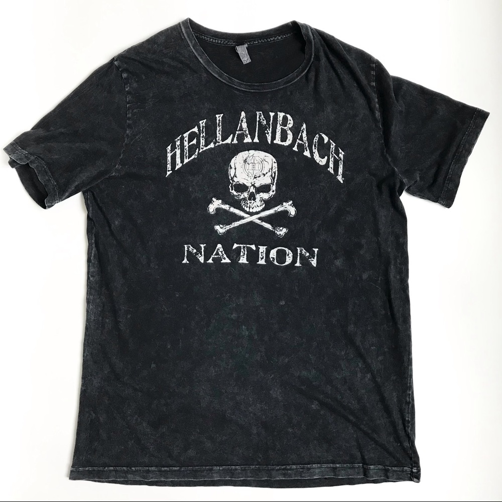 Hellanbach Nation Biker Motorcycle Skull T-Shirt L